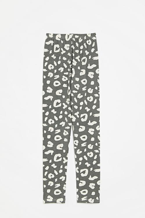 Printed leggings - grey & white