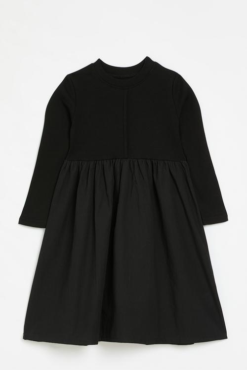 Crew neck dress-black