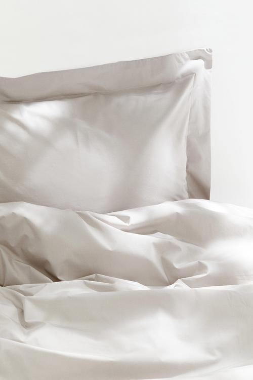 Single cotton percale duvet cover set - light mole