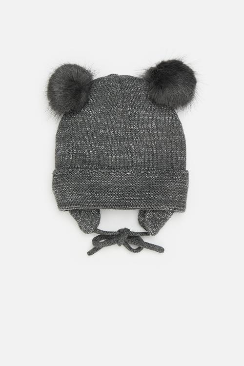 Pom pom beanie - charcoal grey