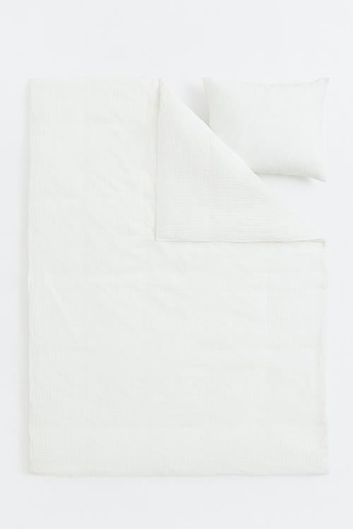 Muslin single duvet cover set - white