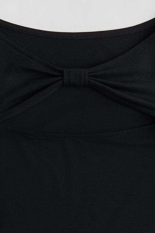 Cut-out jersey top - black