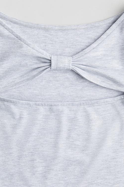 Cut-out jersey top - light grey marl