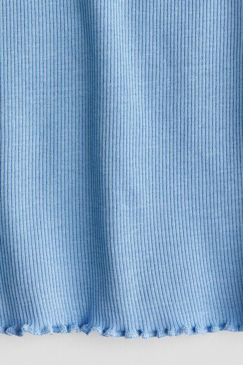 Long-sleeved jersey top - light blue