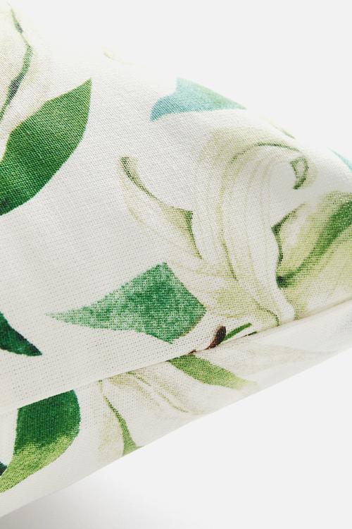 Patterned cotton cushion cover - white floral