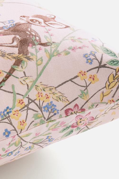 Patterned cotton cushion cover - pink bambi