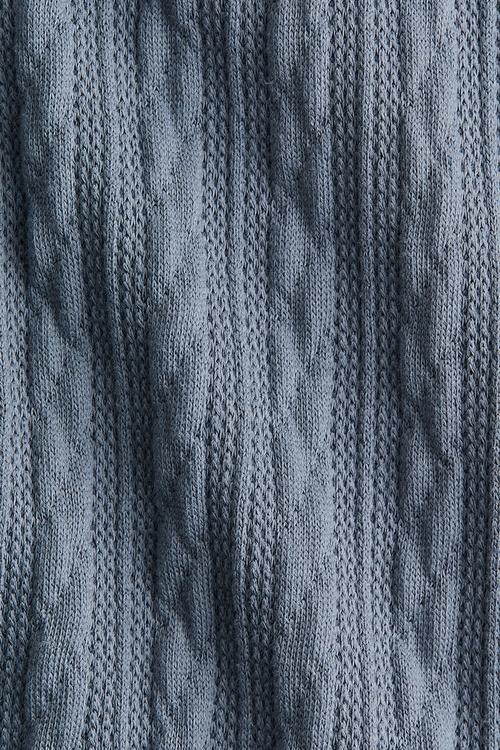 Cable-knit look hoodie - steel blue 
