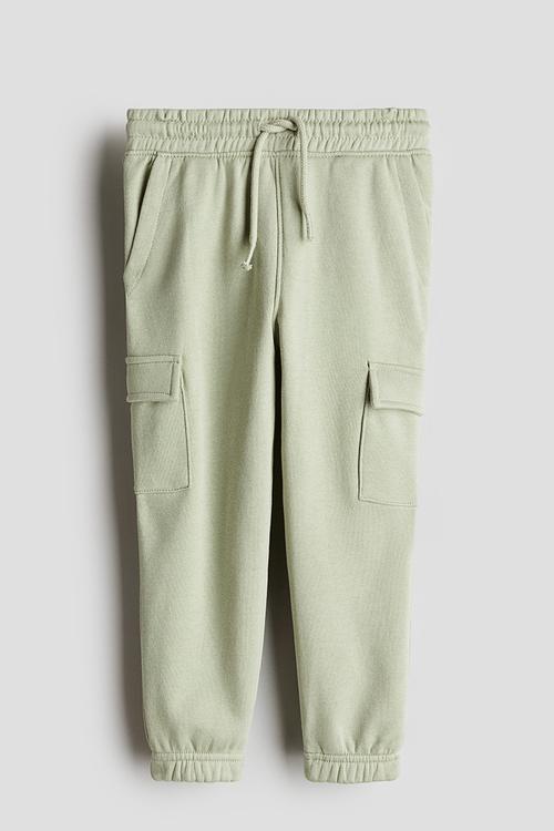 Brushed-inside cargo joggers - light khaki green