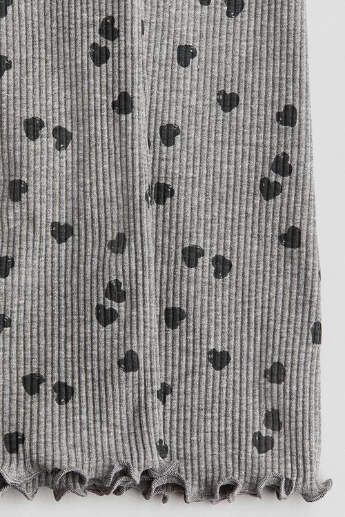 Flared leggings - grey hearts 