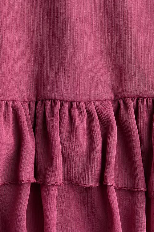 Flounced chiffon dress - plum purple