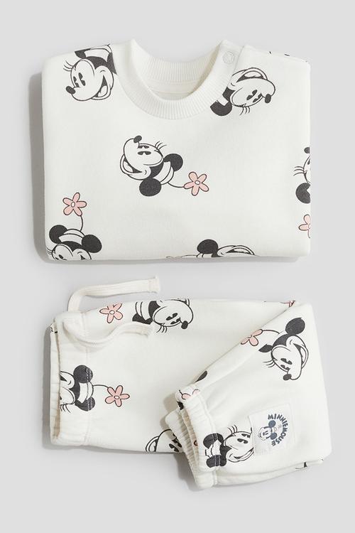 2 piece printed sweatshirt set - white minnie mouse