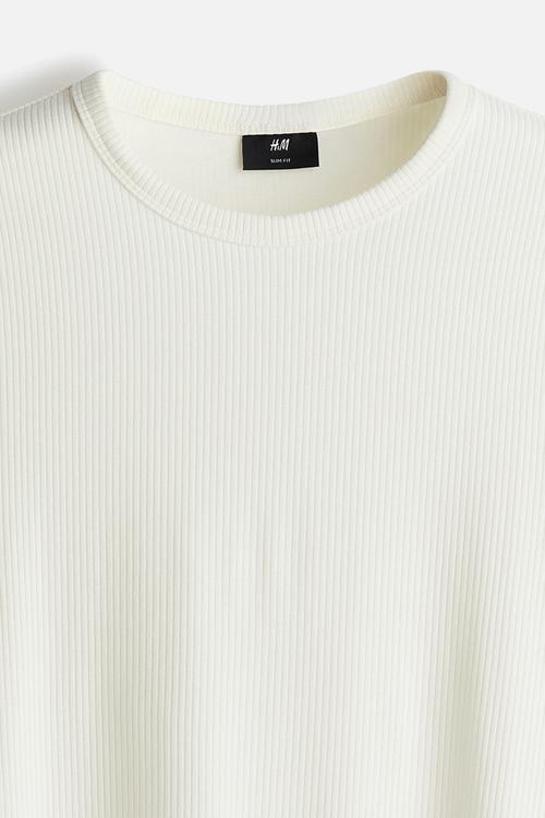 Slim fit ribbed t-shirt - white