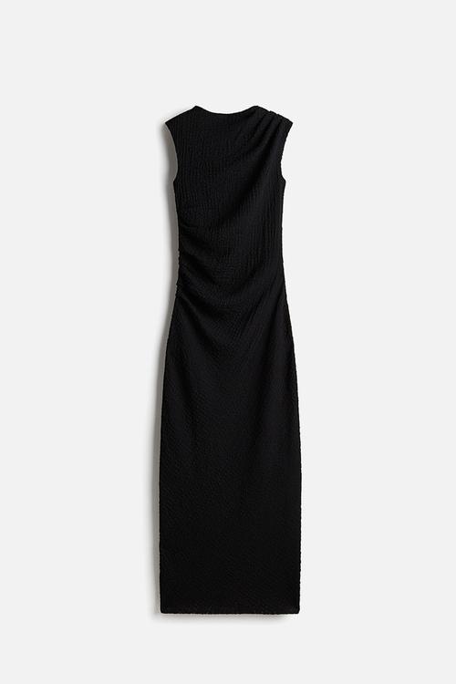 Draped bodycon dress - black