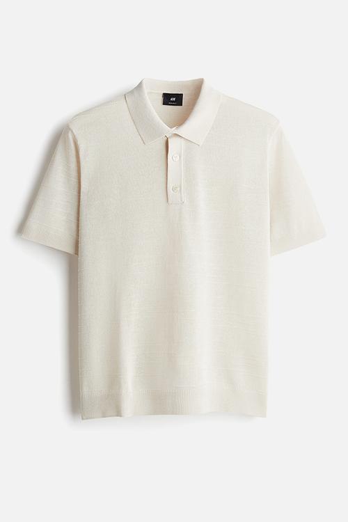 Regular fit fine-knit polo shirt - light beige