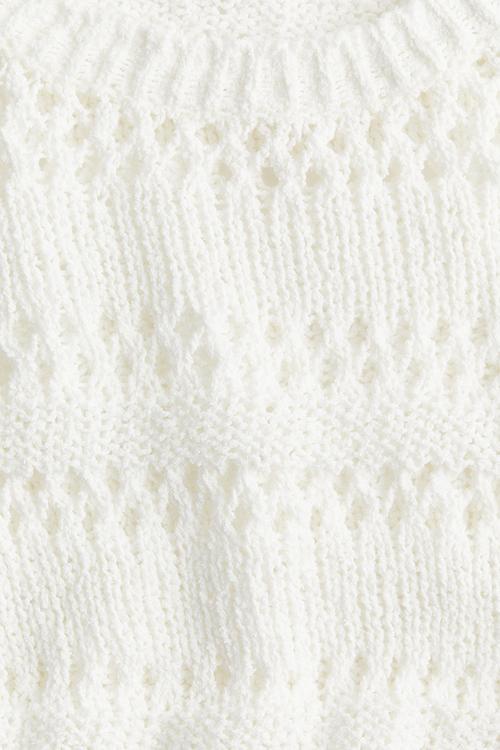 Pointelle-knit peplum jumper - cream 