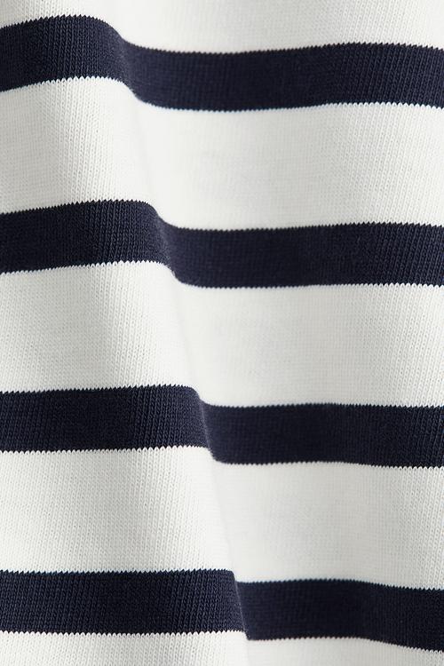 Cotton jersey top - white & navy blue striped