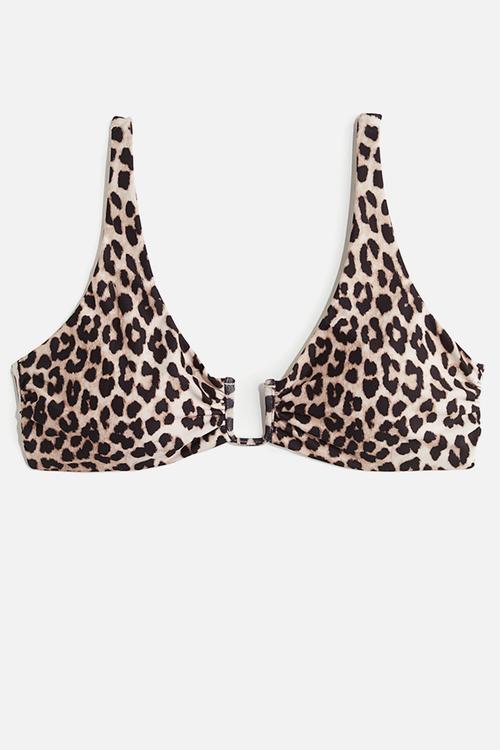 Padded bikini top - light beige & leopard print 
