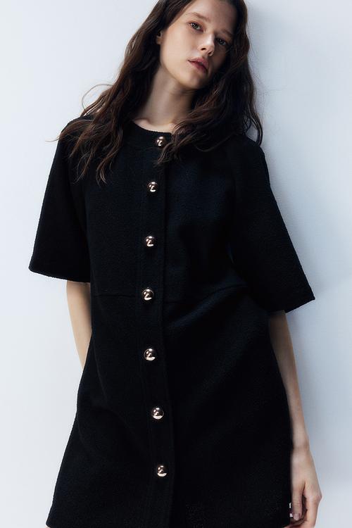 Button-front dress - black