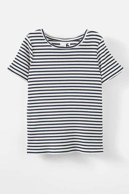 Raya baby tee - squid ink/vanilla stripe