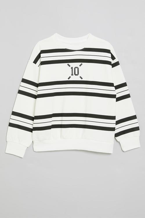 Stripe sweatshirt - white & black