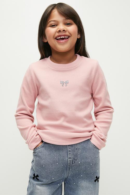 Bow print tee - pink