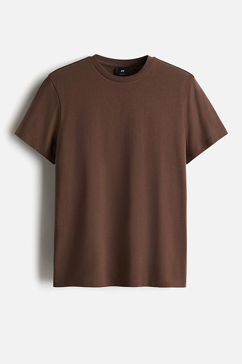 Regular fit round-neck t-shirt - brown