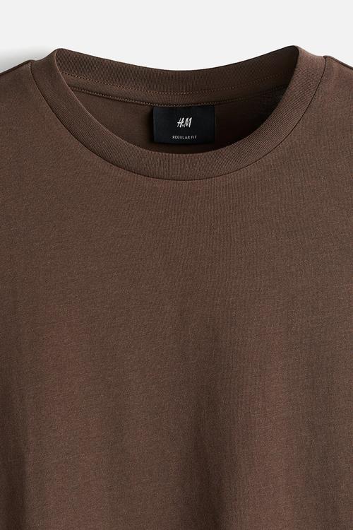 Regular fit round-neck t-shirt - brown
