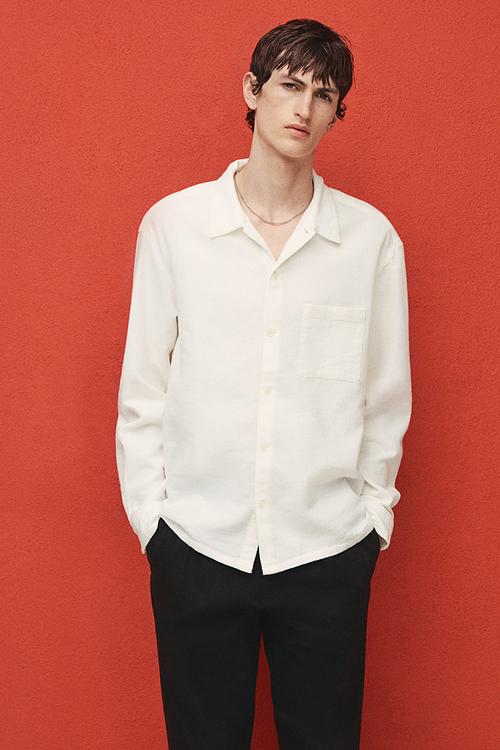 Regular fit textured shirt - white