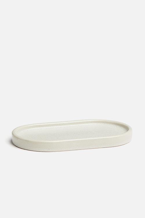 Stoneware tray - beige
