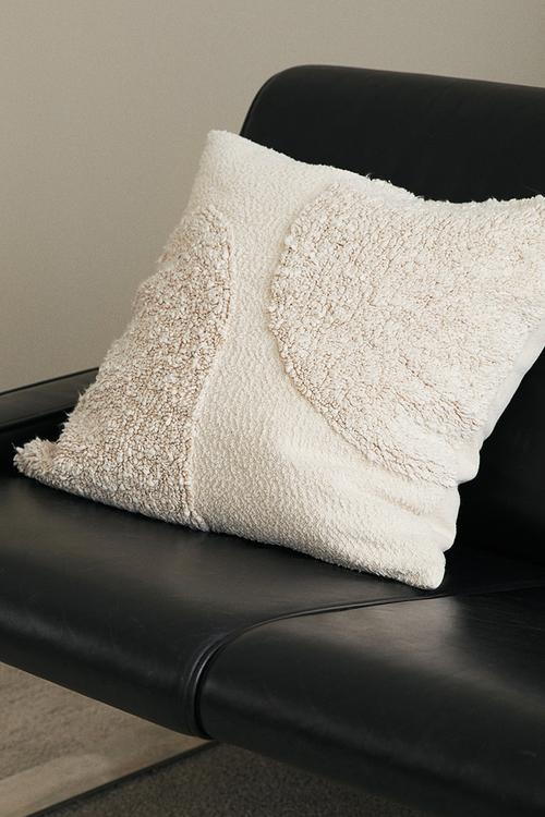 Patterned cotton cushion cover - cream/patterned 
