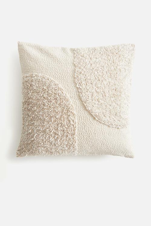 Patterned cotton cushion cover - cream/patterned 