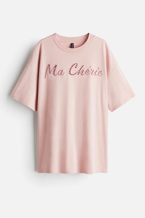 Oversized motif-detail t-shirt - light dusty pink/ma chérie