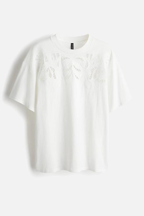 Oversized motif-detail t-shirt - white