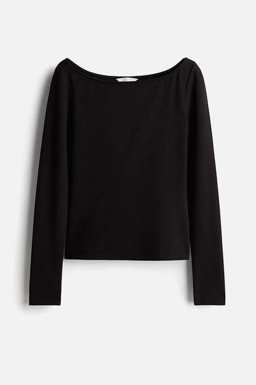 Boat-neck top - black