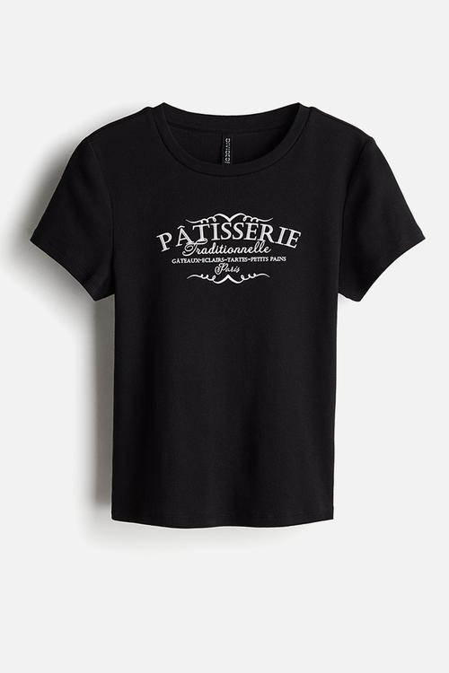 Ribbed t-shirt - black pâtisserie 