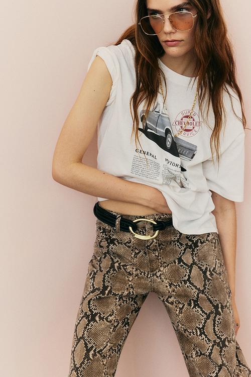 Oversized printed t-shirt - cream general motors