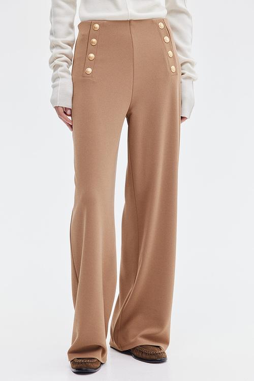 Button-front trousers - dark beige