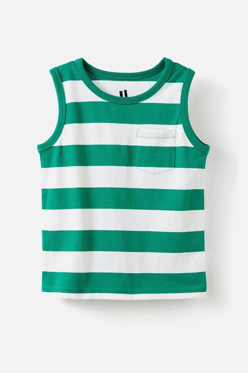 The Essential Tank - Egyptian Green/Vanilla Stripe