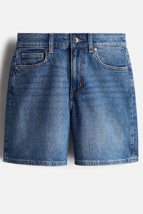 High-waisted denim shorts - denim blue 