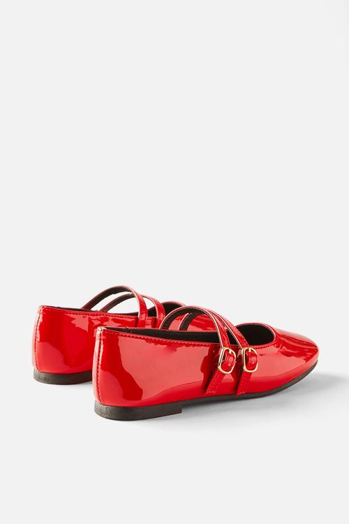 Olivia Ballet Flat - Red Patent/Square Toe