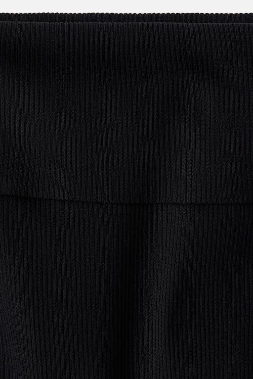Rib-knit off-the-shoulder top - black
