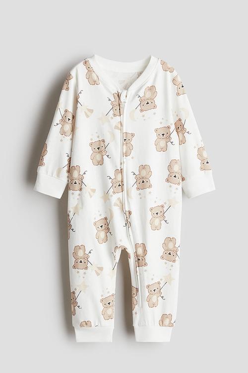Patterned sleepsuit - white bears