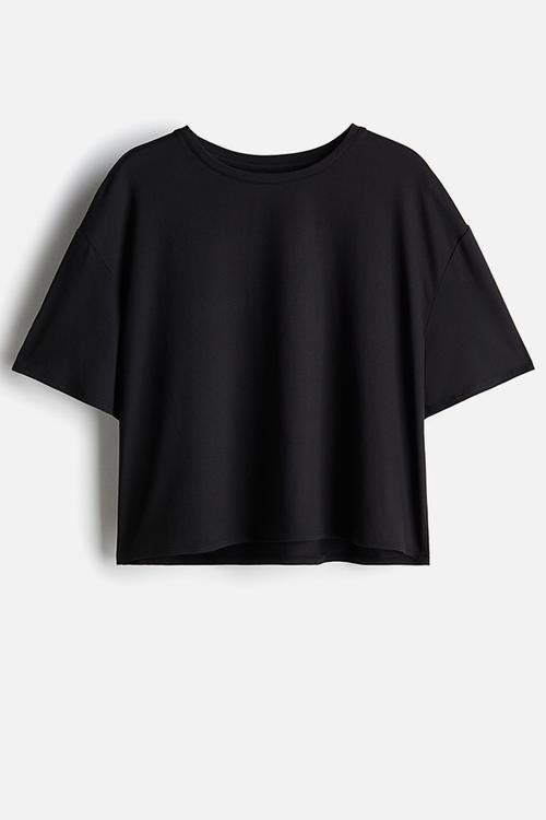 Boxy-style sports top with drymove™ - black