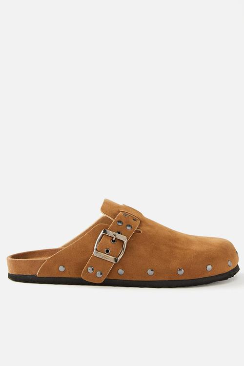 Rex buckle mule - dessert tan stud