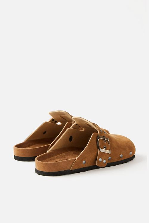 Rex buckle mule - dessert tan stud
