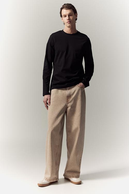 Regular fit jersey top - black