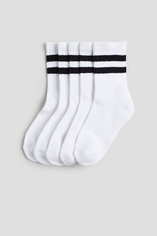 5-Pack ribbed terry socks - white black