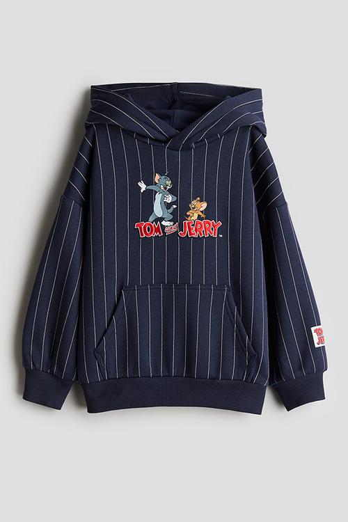 Print-motif hoodie - navy blue tom and jerry