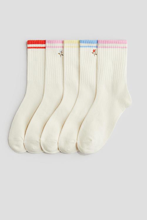 5-Pack socks - cream flower