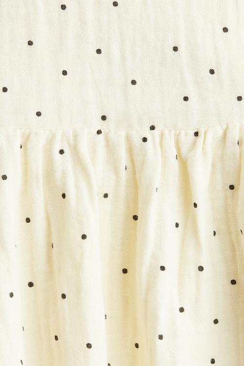 Cotton muslin dress - light yellow spotted